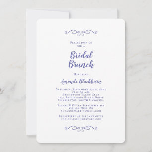 Elegant Periwinkle Blue Calligraphy Bridal Brunch Invitation