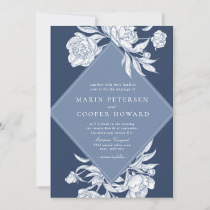 Elegant Periwinkle Blue Floral Wedding Invitation