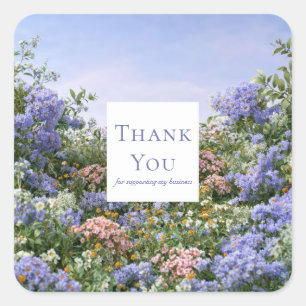 Elegant Periwinkle Blue Pink Wildflower Meadow Square Sticker