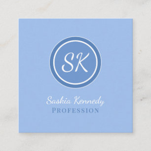 Elegant Periwinkle Blue Professional Monogram Square Business Card