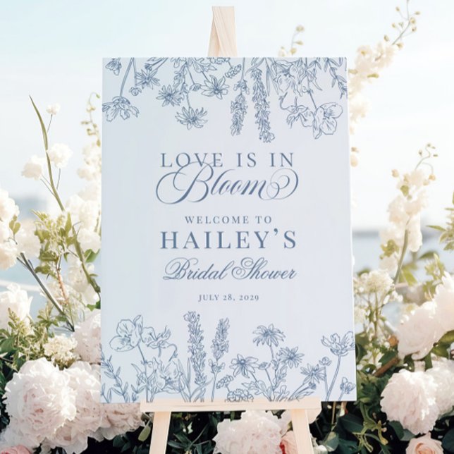 Elegant Periwinkle Blue Wildflower Bridal Shower Foam Board (Creator Uploaded)