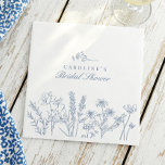 Elegant Periwinkle Blue Wildflower Bridal Shower Napkins<br><div class="desc">Elegant Periwinkle Blue Wildflower Bridal Shower Napkins</div>