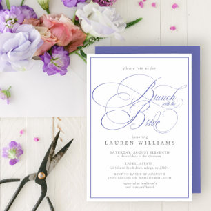Elegant Periwinkle Calligraphy Brunch With Bride Invitation