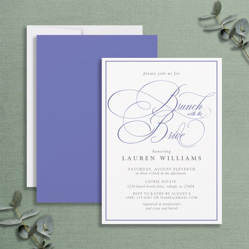 Elegant Periwinkle Calligraphy Brunch With Bride Invitation