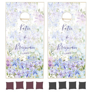 Elegant Periwinkle Clematis Wedding Cornhole Set