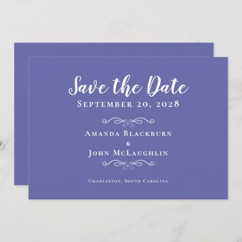 Elegant Periwinkle Delicate Romantic Calligraphy Save The Date