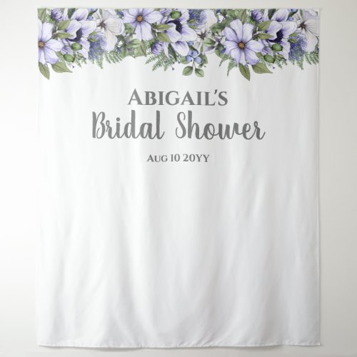 Elegant Periwinkle Floral Backdrop Bridal Shower