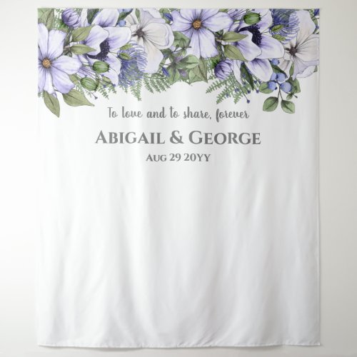 Elegant Periwinkle Floral Photo Backdrop Wedding