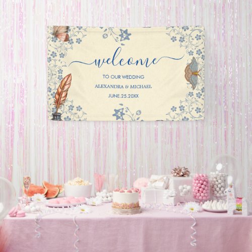 Elegant Periwinkle Floral Wedding Banner