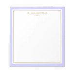 Elegant Periwinkle Gold Personalized Notepad at Zazzle