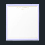 Elegant Periwinkle Gold Personalized Notepad<br><div class="desc">This notepad features elegant and minimalist thick periwinkle border and thin gold border. Personalize it with your name or company name.</div>