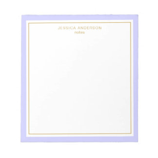 Elegant Periwinkle Gold Personalized Notepad