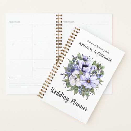 Elegant Periwinkle Purple Floral Greenery Wedding Planner