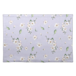 Elegant Periwinkle Spring Watercolor Floral Cloth Placemat