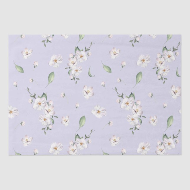 Elegant Periwinkle Spring Watercolor Floral Tissue Paper (Front)