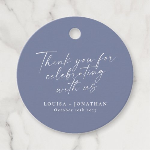 Elegant Periwinkle Trendy Script Custom Thank You  Favor Tags