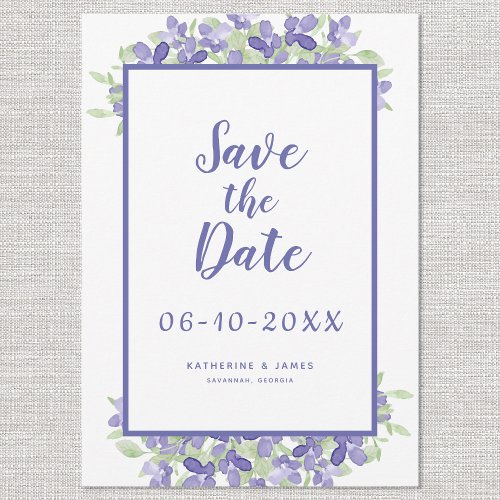 Elegant Periwinkle Watercolor Floral Wedding Chic Save The Date
