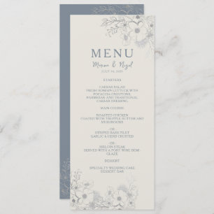 Elegant Periwinkle Wedding Menu