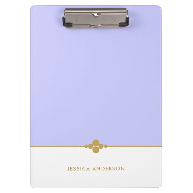 Elegant Periwinkle White Gold Personalized Clipboard (Front)