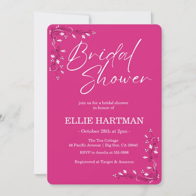 Elegant Periwinkle Wildflower Bridal Shower  Invitation (Front)