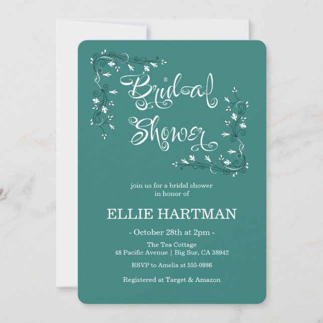 Elegant Periwinkle Wildflower Bridal Shower  Invitation (Front)