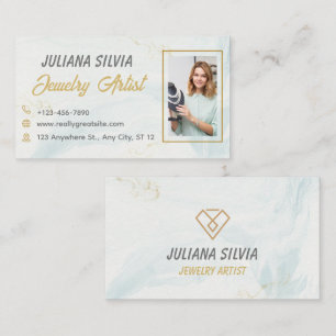 Elegant Permanent Jewelry Artist QR Code Business Card