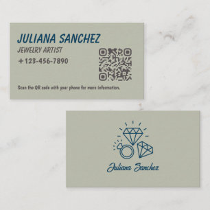 Elegant Permanent Jewelry Artist QR Code Business Card