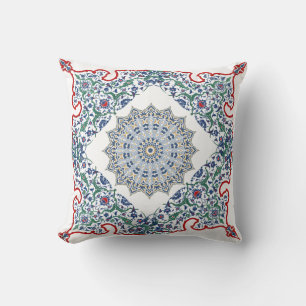 Elegant Persian Blue Arabesque Oriental Decoration Throw Pillow