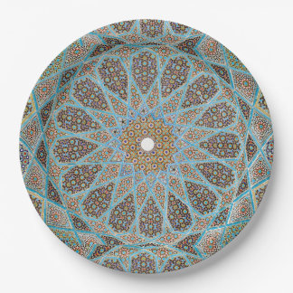 Elegant Persian Blue Arabesque Oriental Pattern Paper Plates