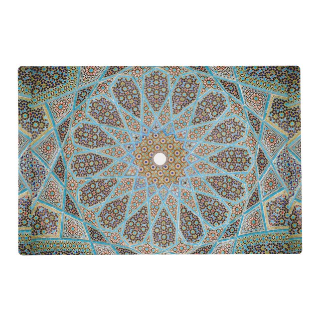 Elegant Persian Blue Arabesque Oriental Pattern Placemat (Front)