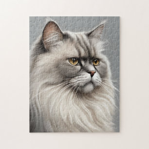 Elegant Persian Cat Illustration Jigsaw Puzzle