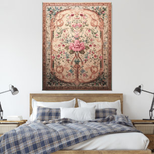 Elegant Persian Floral Rug Stretched Canvas Print