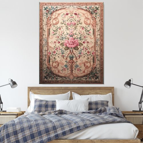 Elegant Persian Floral Rug Stretched Canvas Print