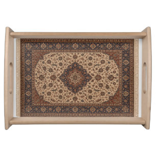 Elegant Persian Rug Pattern Serving Tray Vintage