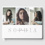 Elegant Personal 3 Photo Bat Mitzvah Guest Book<br><div class="desc">An elegant guest book for any occasion. The cover has 3 x photos on the front and one on the back that is easily changed for your own personal photos. A modern look to your photo. The date can also be easily changed to the date you want. A guest book...</div>