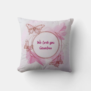 Elegant Personal message monogram floral butterfly Throw Pillow