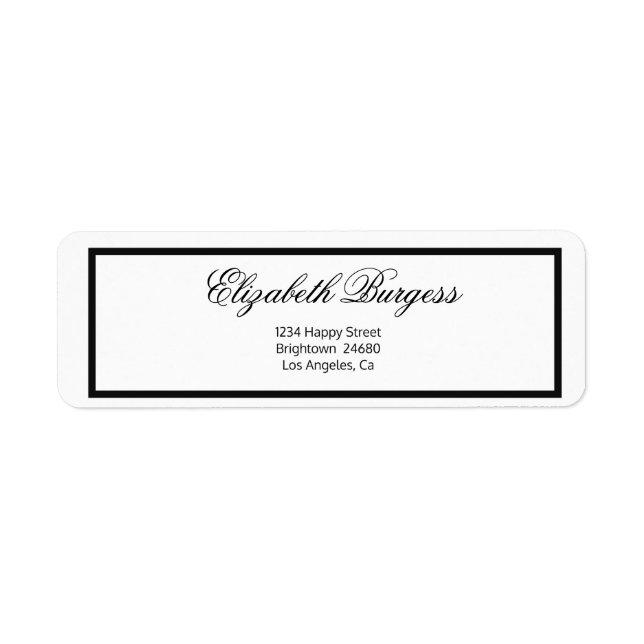 Elegant Personal  Monogram Black and White Label (Front)