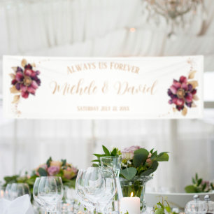 Elegant Personal Names Date White Gold Burgundy Banner