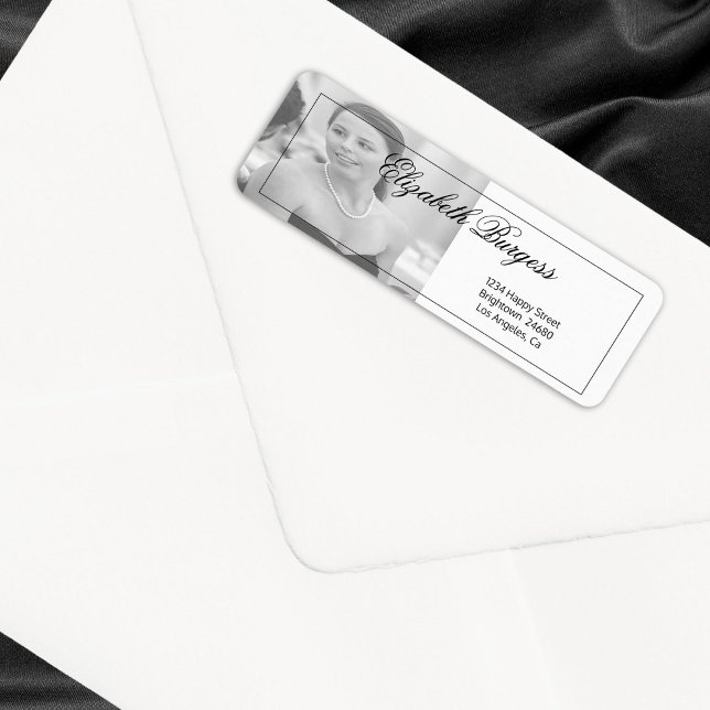 Elegant Personal Photograph Black White Address Label (Creator Uploaded)