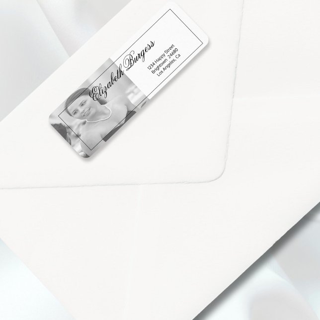 Elegant Personal Photograph Black White Address Label (Creator Uploaded)