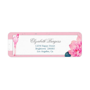 Elegant Personal Pink Stripe Flamingo Rose Silver Label