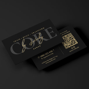 Elegant Personal Trainer Black Signature Business Card