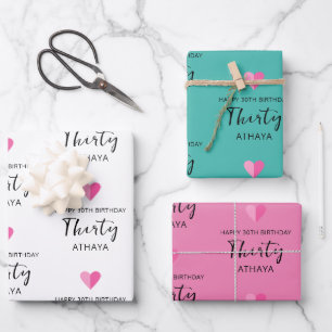 Elegant Personalised 30th Birthday  Wrapping Paper Sheets