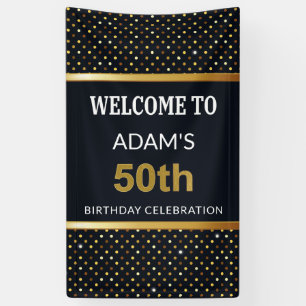 Elegant Personalised 50th Birthday Gold Banner