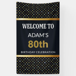 Elegant Personalised 80th Birthday Gold Banner