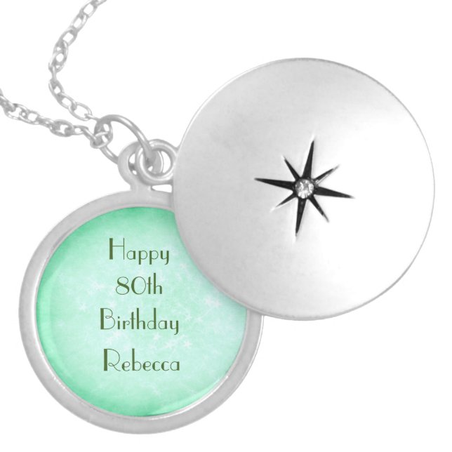 Elegant Personalised 80th Birthday Locket Necklace (Front)