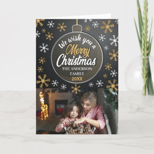 Elegant Personalised Christmas Bauble Custom Photo Holiday Card