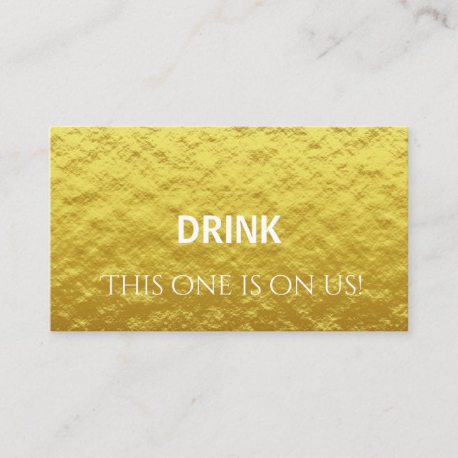 Elegant Personalised Gold Wedding Drink Ticket (Front)