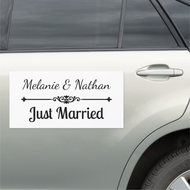 Elegant Personalised Just Married Car Magnet (In Situ)