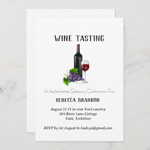 Elegant Personalised Wine Tasting Weekend Invitation